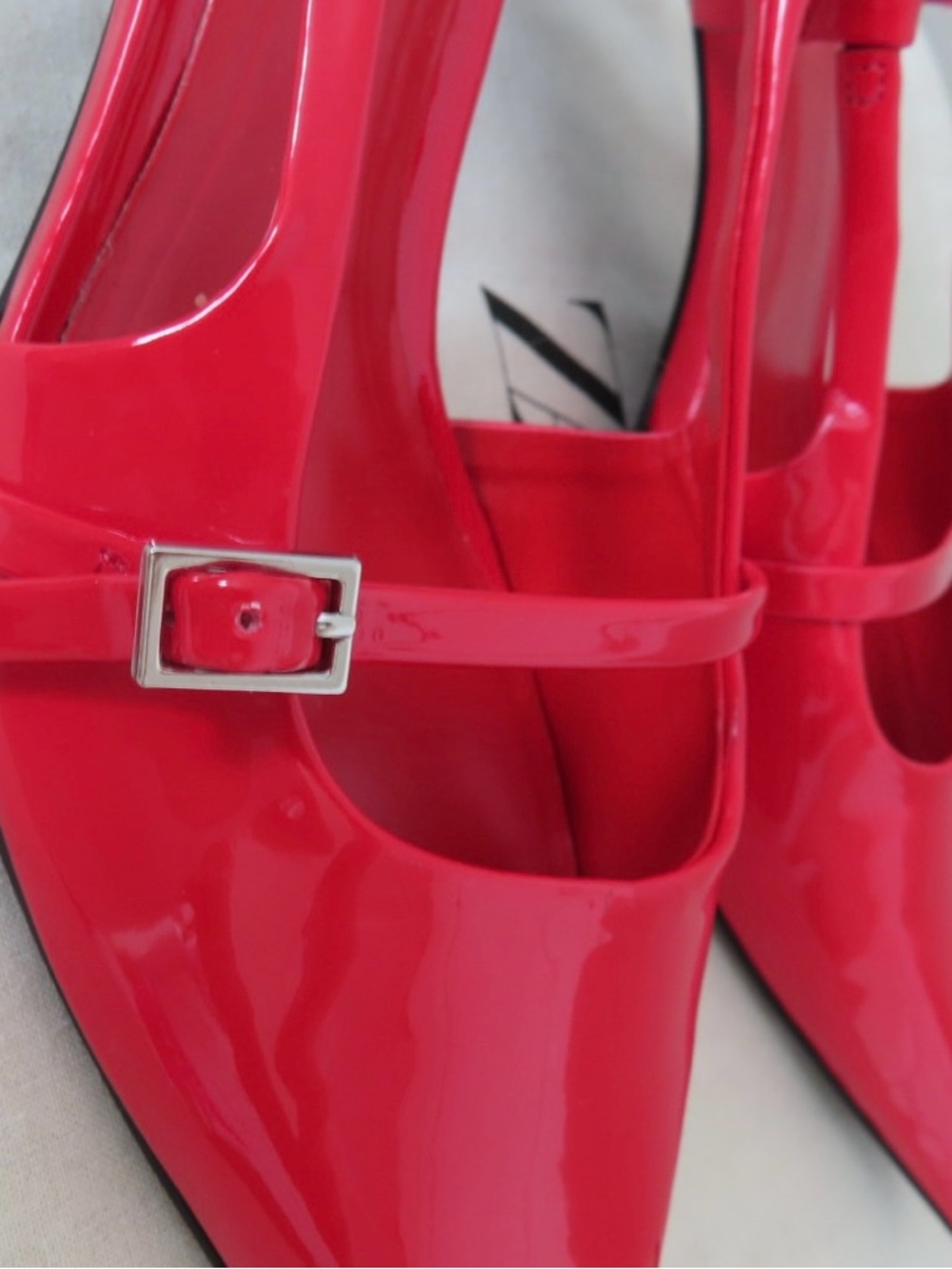 Zara Red Patent Pointed Slingback Heels with Sling Strap - Picture 5 of 7